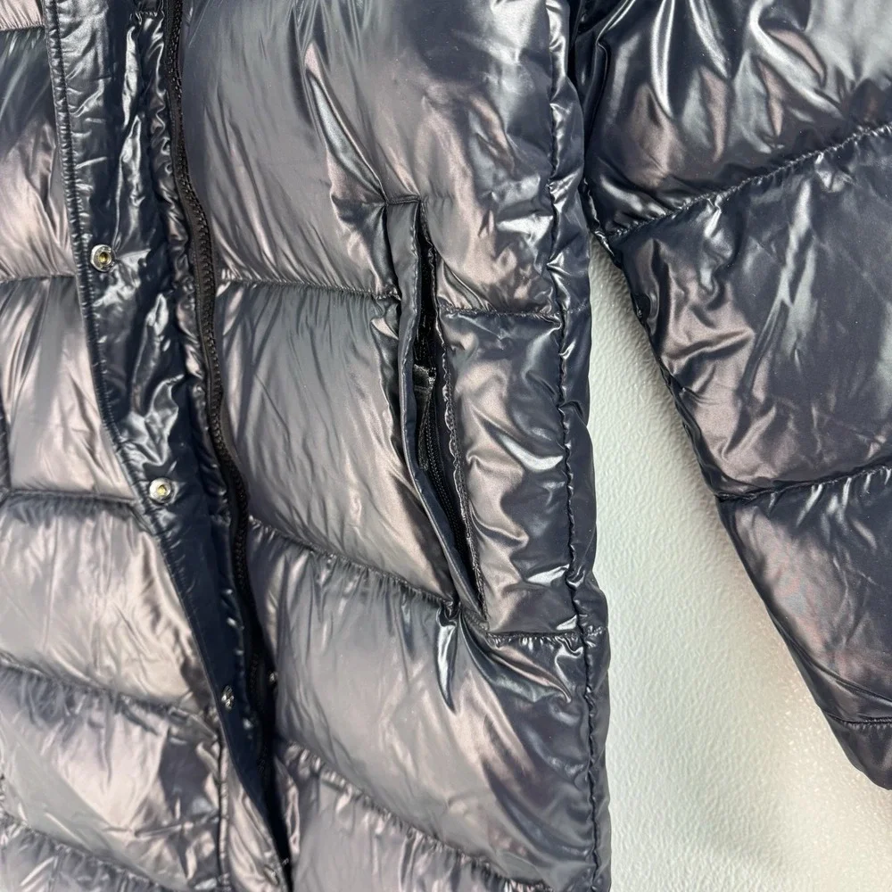 NWT Quince Women's Responsible Down Long Puffer Jacket Hooded Shiny Black Sz XS